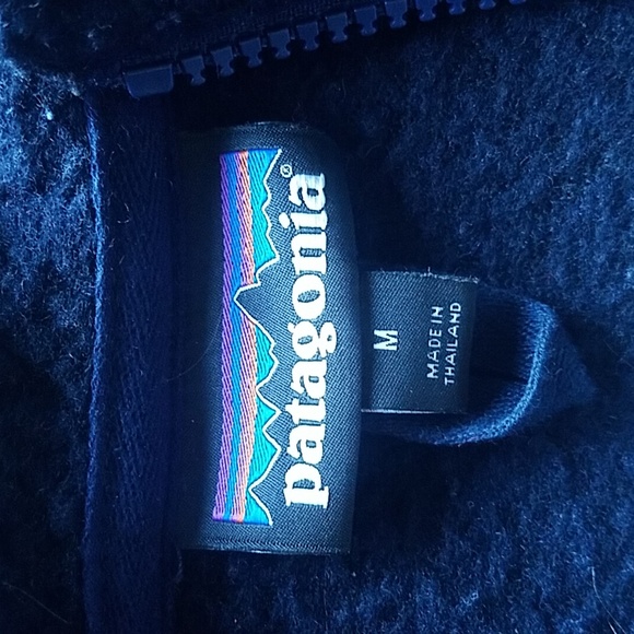 Patagonia Men's Woolyester Fleece Pullover Navy Quarter Zip - Picture 5 of 7